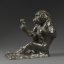 Paul JOUVE (1878-1973) - Monkey examining small statue 1905